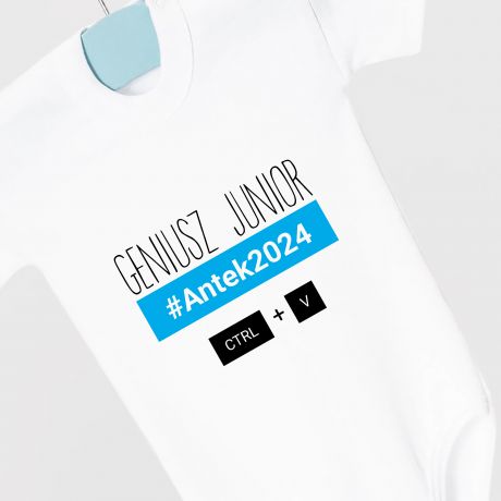 Body dla dziecka z nadrukiem GENIUSZ JUNIOR body z imieniem dziecka personalizowany prezent dla noworodka
