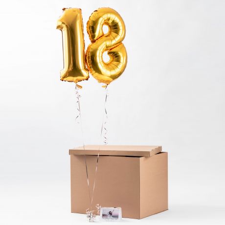 Balony cyfry z helem NA 18 URODZINY + kartka personalizowana