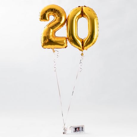 Bukiet balonowy na hel + kartka PREZENT NA 20 URODZINY