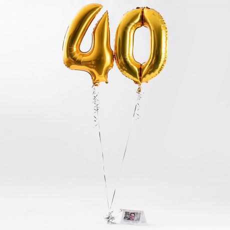 Balony na 40 URODZINY z helem + kartka ze zdjciem