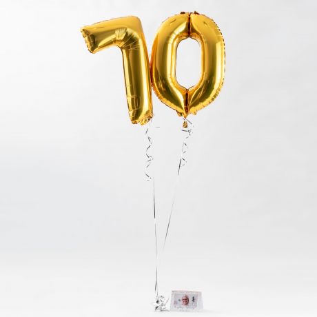 Balony z helem + kartka ze zdjęciem ZESTAW PREZENTOWY NA 70 URODZINY