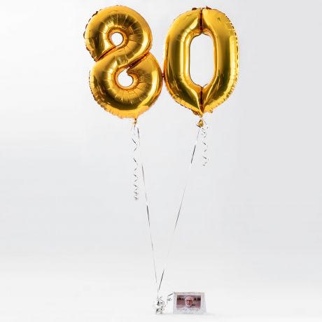Balony z helem na 80 URODZINY + kartka ze zdjciem