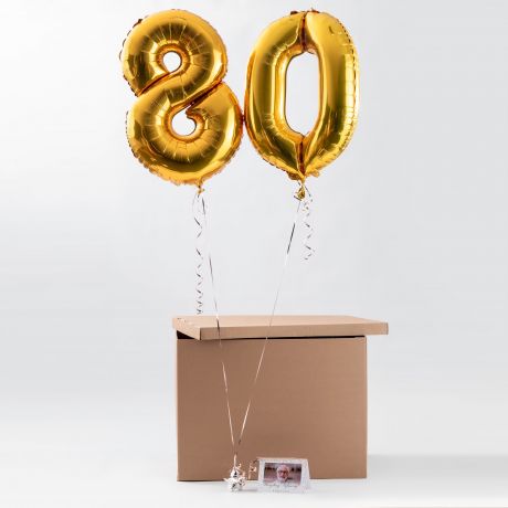 Balony z helem na 80 URODZINY + kartka ze zdjciem
