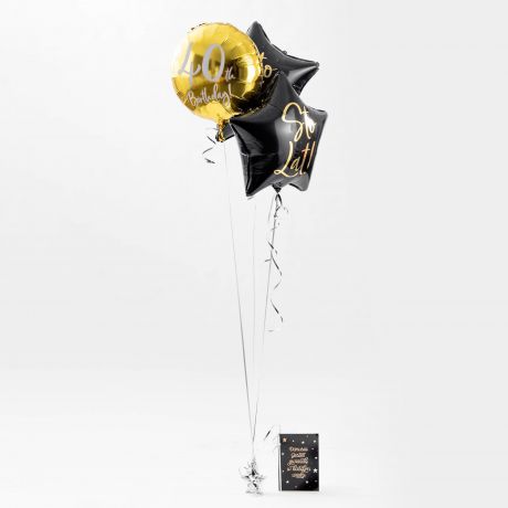 Balony z helem NA 40 URODZINY + kartka personalizowana