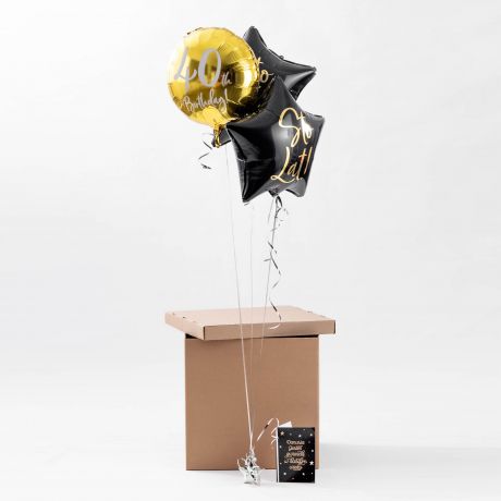 Balony z helem NA 40 URODZINY + kartka personalizowana
