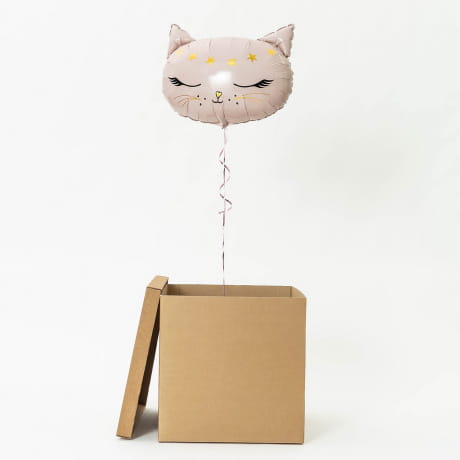 Balon w pudeku + kartka z kotkiem PREZENT DLA DZIEWCZYNKI