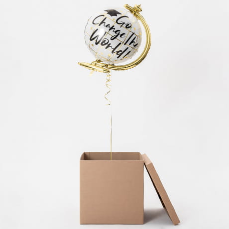 Balon z helem w kartonie + personalizowana kartka PREZENT DLA ABSOLWENTA