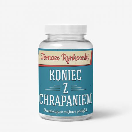 Zestaw cukierk�w mi�towych z etykiet� do personalizacji KONIEC CHRAPANIA prezent dla m�a cukierki mi�towe