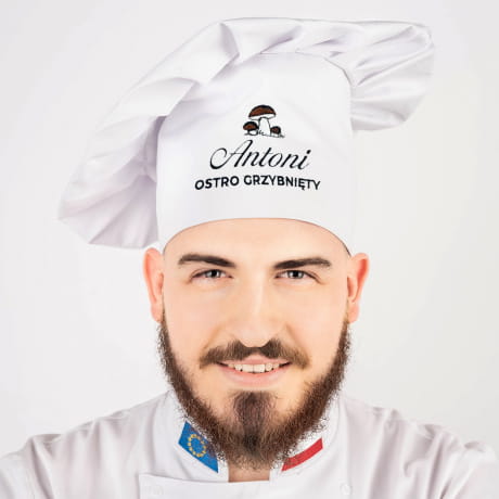Czapka kucharska z imieniem PREZENT DLA GRZYBIARZA