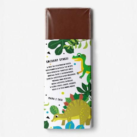 Czekolada mleczna z dedykacj� PREZENT DLA MI�O�NIKA DINOZAUR�W
