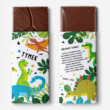 Czekolada mleczna z dedykacj� PREZENT DLA MI�O�NIKA DINOZAUR�W