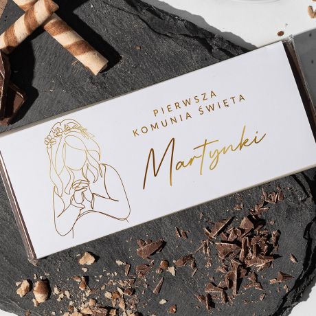 Personalizowana CZEKOALDA NA KOMUNI upominek dla dziewczynki upominek na komuni dla dziewczynki
