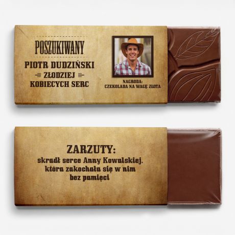 Czekolada personalizowana POSZUKIWANY prezent dla ch�opaka bez okazji