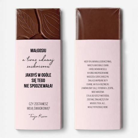 Czekolada z imieniem PYTANIE O �WIADKOWANIE personalizowana czekolada prezent dla �wiadkowej pytanie