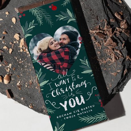 Czekolada ze zdjciem ALL I WANT FOR CHRISTMAS prezent dla ukochanego na wita czekolada witeczna