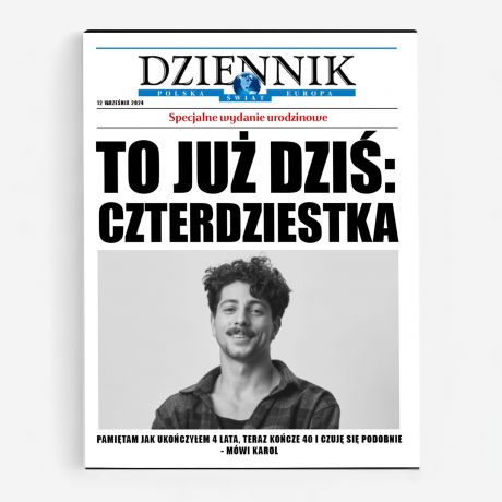 Czekoladki na prezent z okazji 40 urodzin OKADKA GAZETY