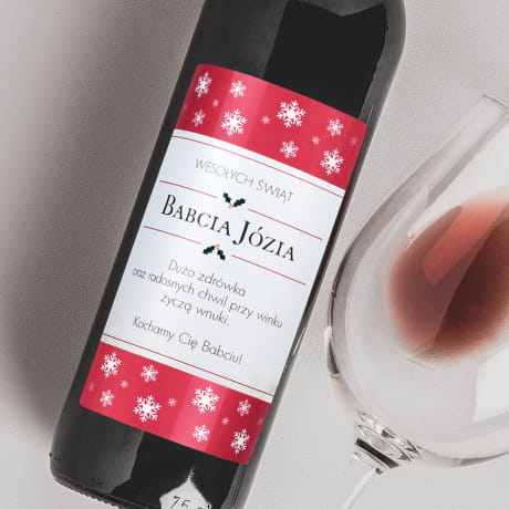 Czerwone wino personalizowane PREZENT NA ŚWIĘTA DLA BABCI