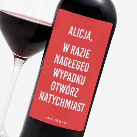 Czerwone wino alkoholowe NA WSZELKI WYPADEK alkohol na prezent wino czerwone wino na prezent