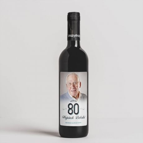 Czerwone wino alkoholowe PREZENT NA 80 URODZINY wino na prezent prezent dla dziadka na 80 urodziny