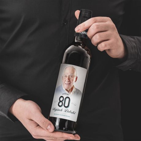 Czerwone wino alkoholowe PREZENT NA 80 URODZINY wino na prezent prezent dla dziadka na 80 urodziny