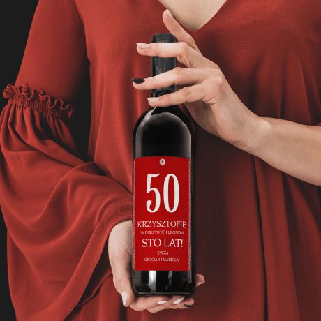 Czerwone wino alkoholowe W DNIU 50 URODZIN wino na prezent prezent na 50 urodziny dla mamy