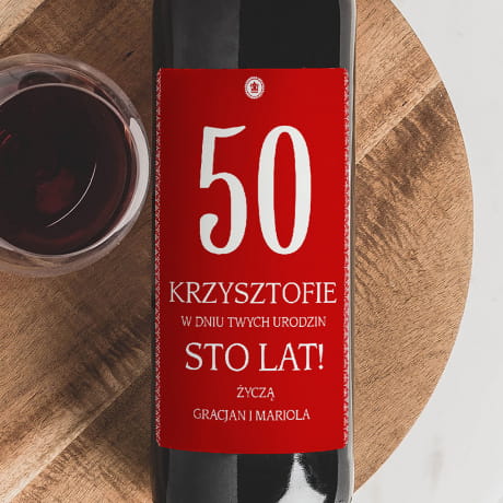 Czerwone wino alkoholowe W DNIU 50 URODZIN wino na prezent prezent na 50 urodziny dla mamy