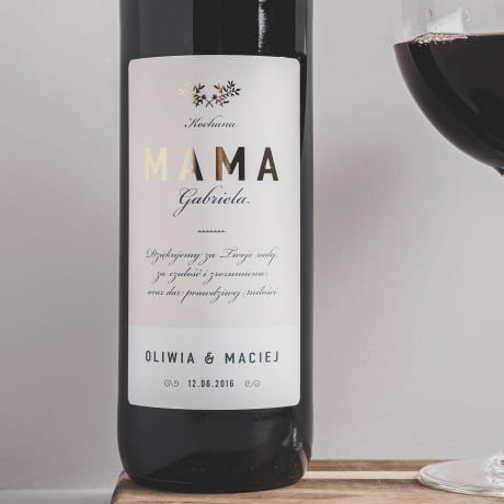 Czerwone wino personalizowane w skrzynce PODZIĘKOWANIA DLA MAMY