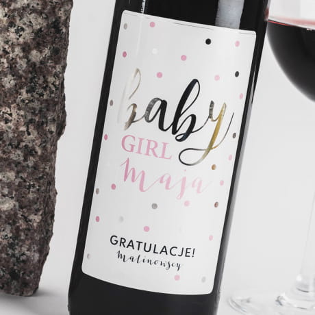 Czerwone wino bezalkoholowe BABY GIRL prezent z okazji narodzin dziewczynki