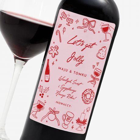 Czerwone wino na prezent witeczny LETS GET JOLLY wino na wita alkohol na prezent prezent na wita
