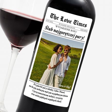 Czerwone wino na �lub THE LOVE TIMES prezent dla pary m�odej
