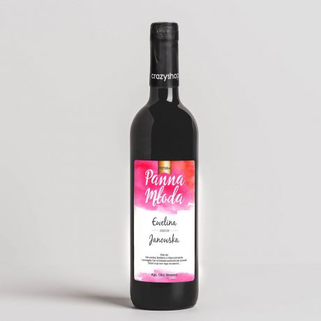 Czerwone wino personalizowane PANNA MODA prezent na panieski