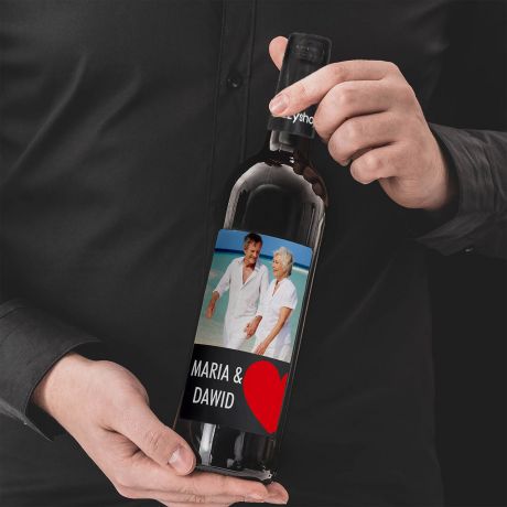 Czerwone wino personalizowane PREZENT DLA ZAKOCHANEJ PARY