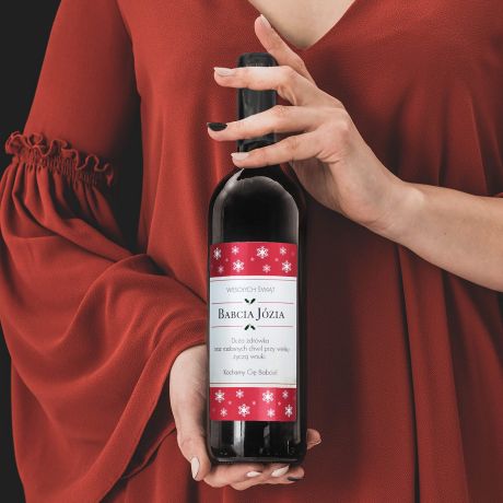 Czerwone wino personalizowane PREZENT NA ŚWIĘTA DLA BABCI