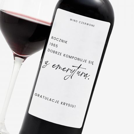 Personalizowane czerwone wino PREZENT Z OKAZJI EMERYTURY prezent dla emeryta prezent na emerytur wino czerwone