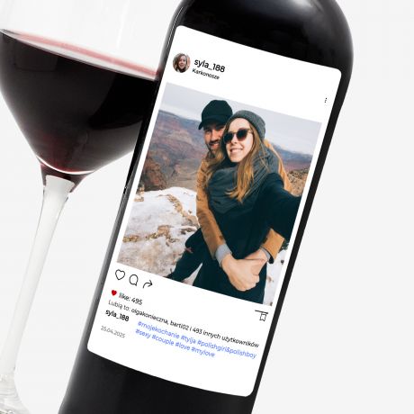 Czerwone wino SOCIAL MEDIA prezent na rocznic zwizku prezent dla pary personalizowane wino
