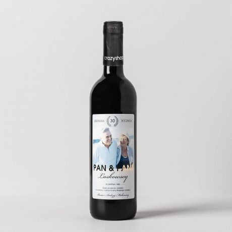 Czerwone wino ze zdjciem PAN I PANI prezent na rocznic lubu