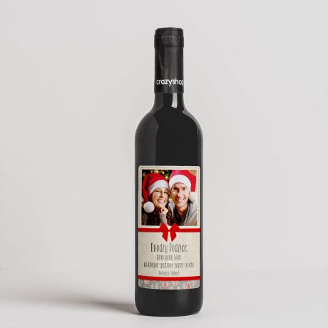 Czerwone wino ze zdjęciem PREZENT NA ŚWIĘTA dla rodziców