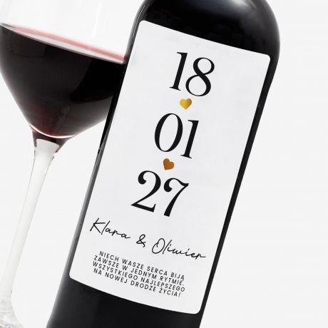 Czerwone wino ze z�oceniem DLA NOWO�E�C�W prezent �lubny prezent dla pary m�odej elegancki prezent na �lub