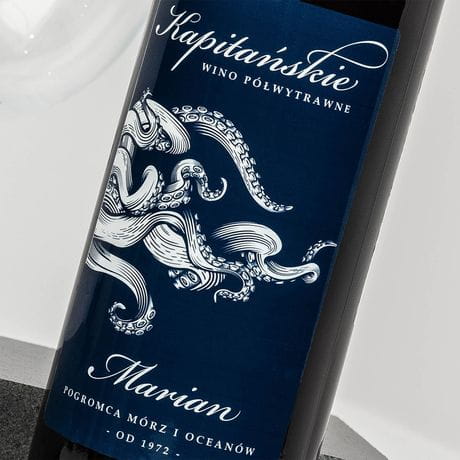 Wino personalizowane czerwone KAPITAN prezent dla marynarza