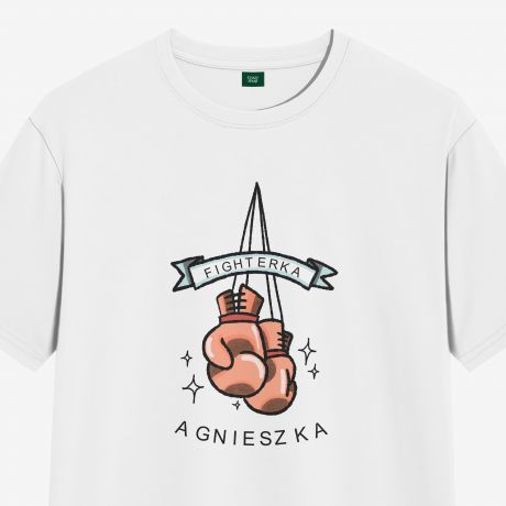 Damska koszulka z nadrukiem PREZENT DLA DZIEWCZYNY Z CHARAKTEREM - XL koszulka bokserska prezent dla boksera