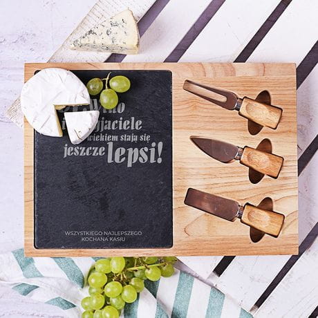Deska do serwowania serw SER, WINO I PRZYJACIELE prezent dla przyjaciki