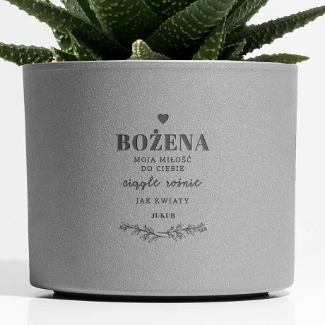 Doniczka na prezent walentynkowy MIO RONIE JAK KWIATY prezent dla dziewczyny na walentynki