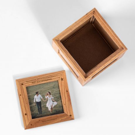 Drewniana szkatułka grawerowana GWIAZDKI prezent ślubny
