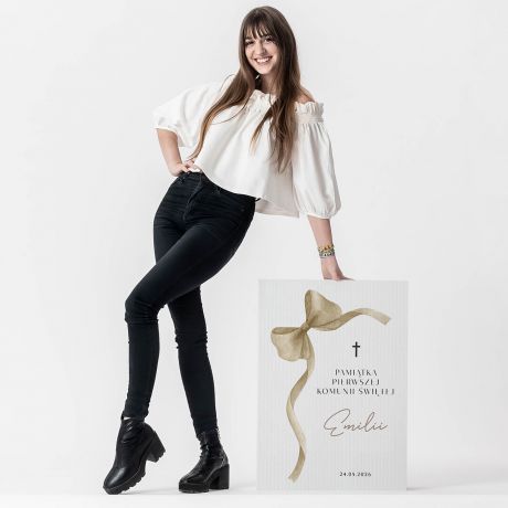 Du�a kartka na komuni� dla dziewczynki KOKARDKA pami�tki na komuni� dla dziewczynki, pami�tki komunijne