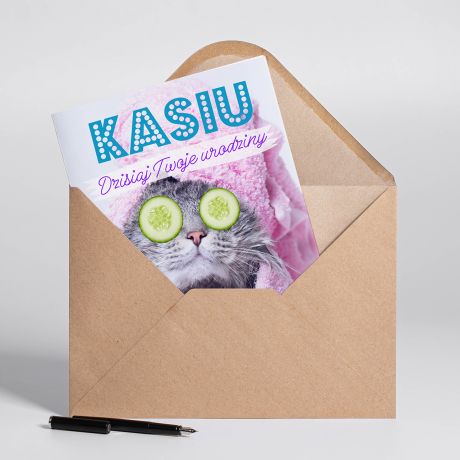 Du�a kartka urodzinowa z kotem �LICZNOTKA A4 kartka na urodziny �mieszna kartka kartka urodzinowa dla niej