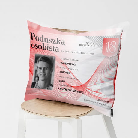 Poduszka DOWD OSOBISTY prezent na 18 urodziny poduszka na 18 urodziny pamitka na 18 urodziny