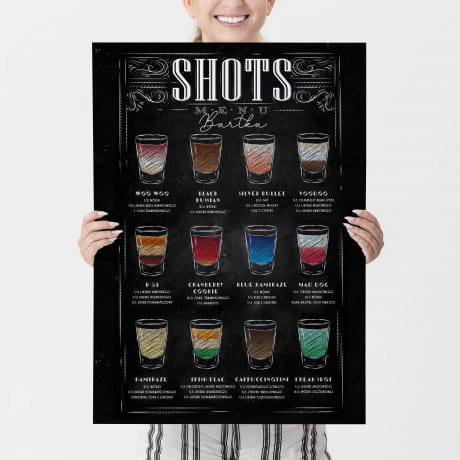 Duy plakat personalizowany drinki SHOTS 50x70cm