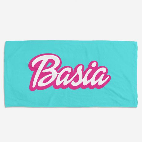 Du�y r�cznik pla�owy W STYLU KULTOWEJ LALKI  r�cznik z nadrukiem r�czniki z napisem barbie prezent