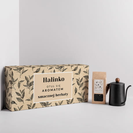 Dzbanek i HERBATA NA PREZENT W PUDEKU z personalizacj