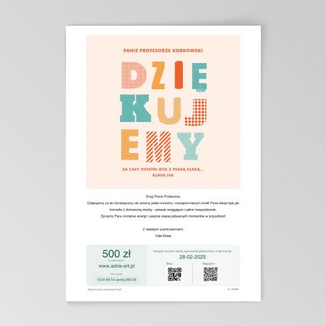 E-voucher na wybrane wydarzenie Adria Art PODZIKOWANIE DLA NAUCZYCIELA - 500 z